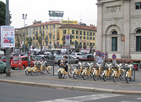 Milan, Italy is just one of the European cities where an automated bike rental system has been in place for many years, serving residents and tourists alike. This increasingly popular trend in public transportation is making its way to Phoenix by the end of 2013 (photo by Teri Carnicelli).