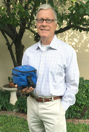 Terry Stines, who recently turned 70, has his lunch bag in hand as he prepares for his first day of school at the Maricopa Skills Center (submitted photo).