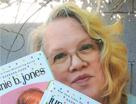Madison Rose Lane Elementary School received a grant that honors the memory of the author of the popular Junie B. Jones children’s books, shown here by Jahnvieve Buseman, a library associate at the school (photo courtesy of the Madison School District).