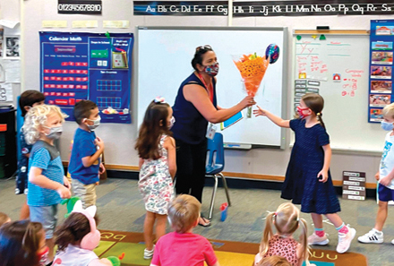 Lavinia Bahm, a preschool teacher at Madison Rose Lane Elementary School, was recently surprised with the 12 News A+ Teacher of the Week Award (photo courtesy of Madison Rose Lane Elementary School).