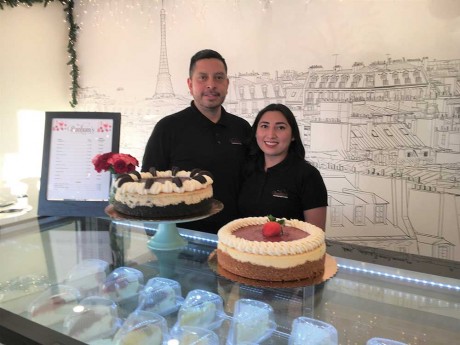 Husband-and-wife team Christopher Banham and Adriana Gamboa Olalde are celebrating the first anniversary of their Banham’s Cheesecake shop. Customer favorites include the Oreo and strawberry cakes, pictured (photo by Marjorie Rice).