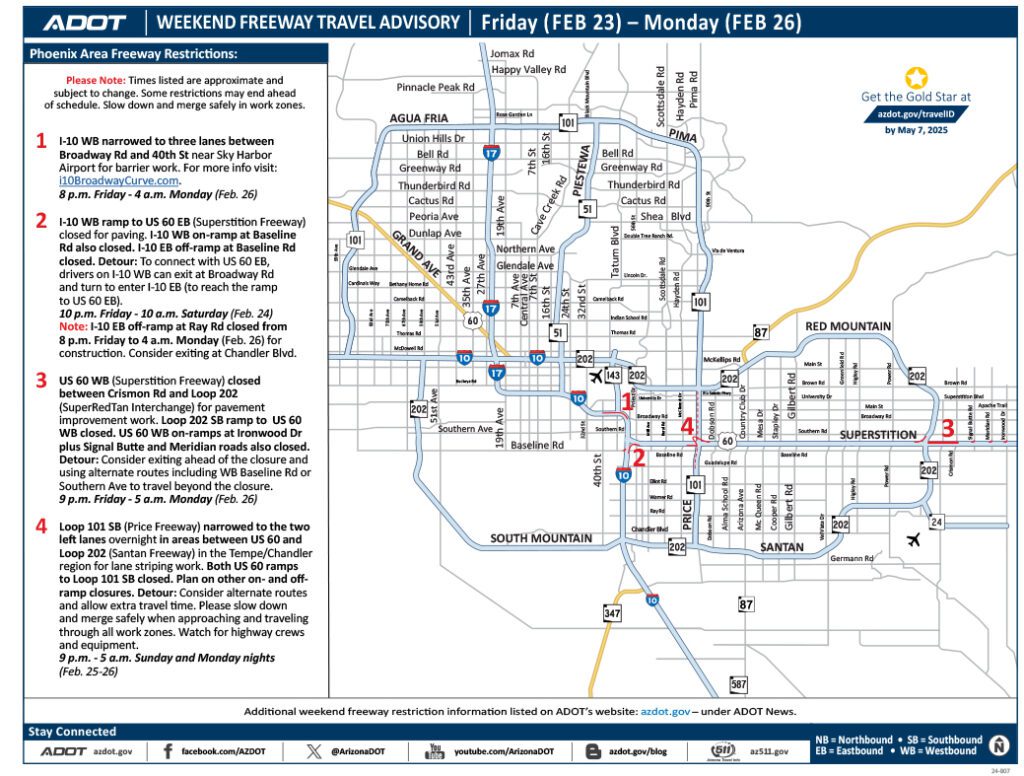 Restrictions on I-10, elsewhere, this weekend, Feb. 23-26 | North ...