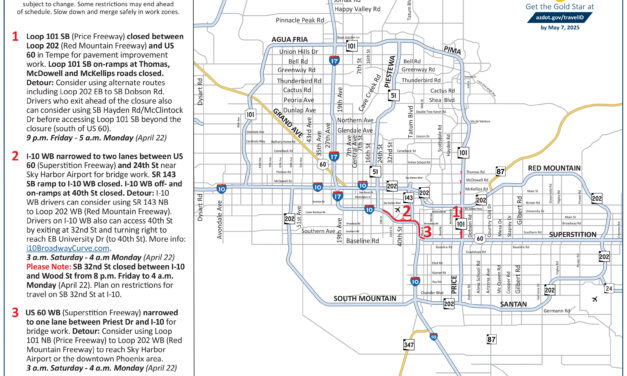Expect closures, restrictions on Phoenix-area freeways this weekend, April 19-22
