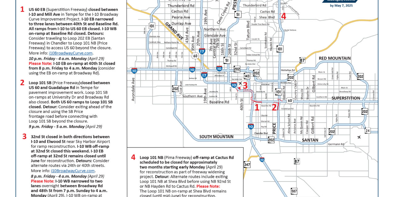 Freeway closures and restrictions this weekend, April 26-29