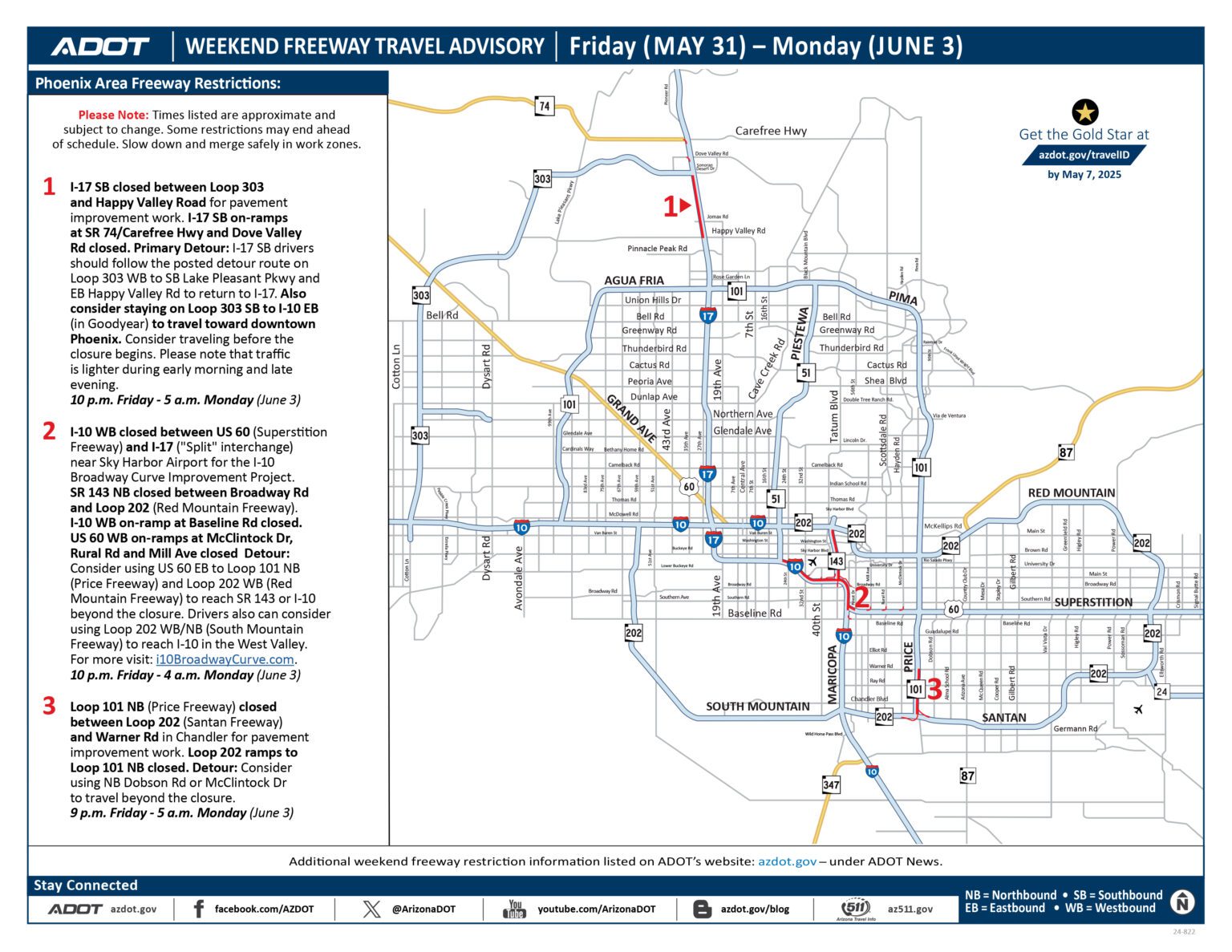 Closures planned along I-17, I-10 and Loop 101, May 31-June 3 | North ...