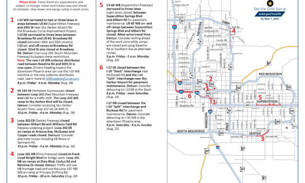 I-10 lane restrictions and freeway closures this weekend, Aug. 23-26