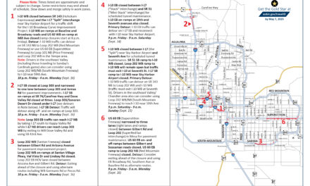 Closures set along I-10, I-17 and other Phoenix-area freeways