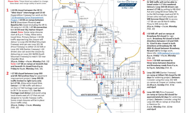 Weekend Freeway Travel Advisory, Feb 7-10