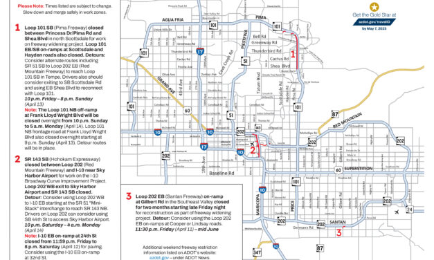 Weekend freeway travel advisory, April 11-14