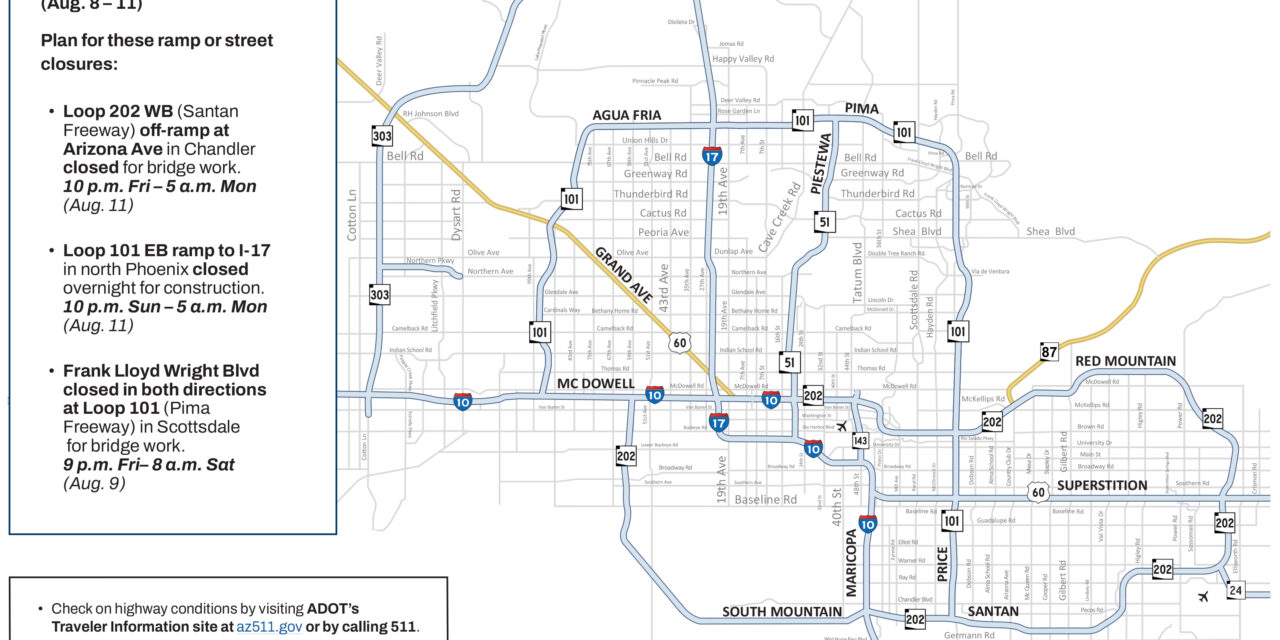 Weekend Freeway Travel Advisory, Aug. 8-11