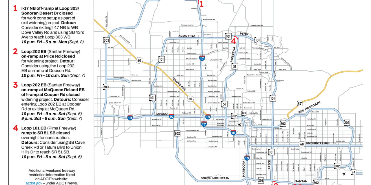 Weekend Freeway Travel Advisory, Sept. 5-8