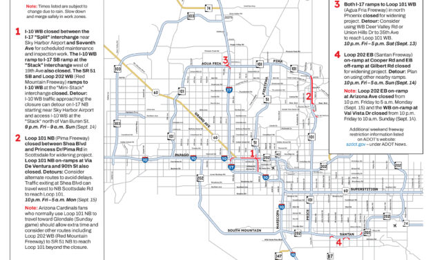 Weekend Freeway Travel Advisory, Sept. 12-15