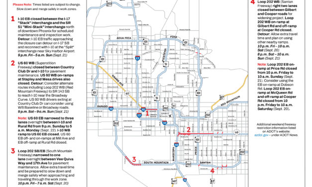 Weekend Freeway Travel Advisory – Sept. 19-22