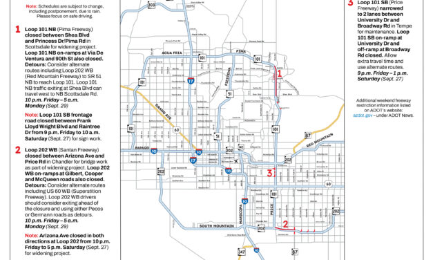 Weekend Travel Advisory – Sept. 26-29