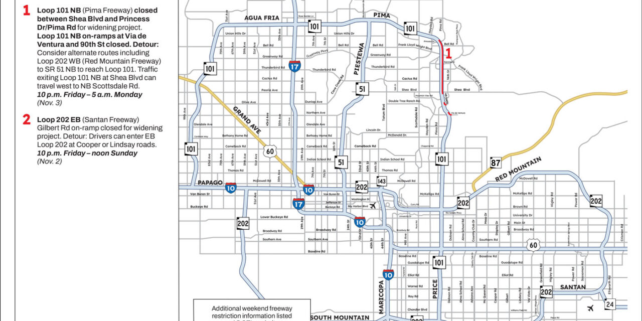 Weekend Freeway Travel Advisory – Oct. 31-Nov. 3