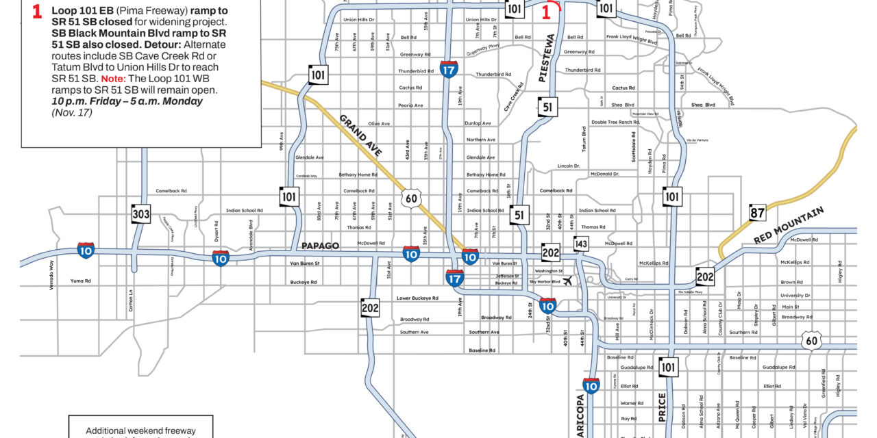 Weekend Freeway Travel Advisory – Nov 14-17