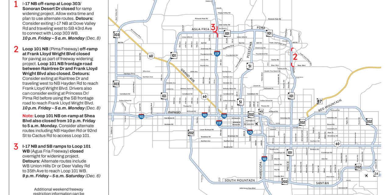 Weekend Freeway Travel Advisory – Dec. 5-8