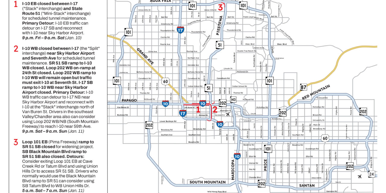 Weekend Freeway Travel Advisory – Jan. 9-12