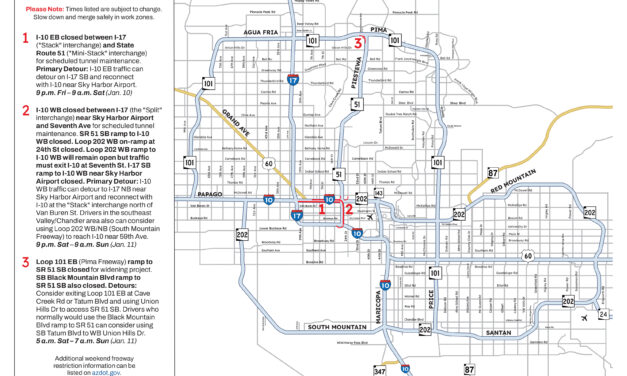 Weekend Freeway Travel Advisory – Jan. 9-12