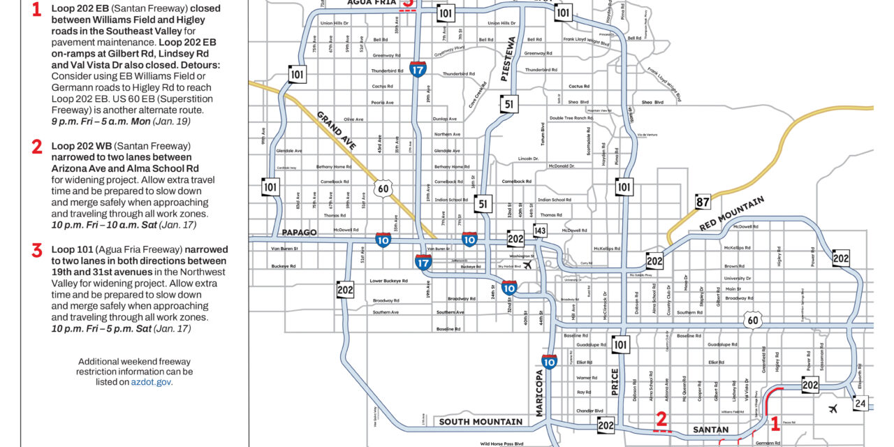 Weekend Freeway Travel Advisory – Jan. 16-19