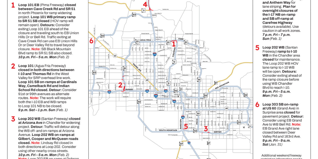 Weekend Freeway Travel Advisory – Jan. 30-Feb. 2