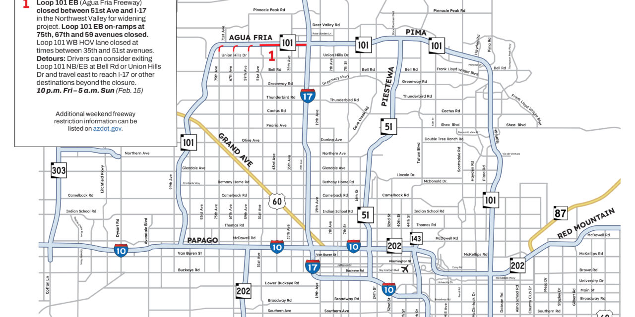 Weekend Freeway Travel Advisory – Feb. 13-15
