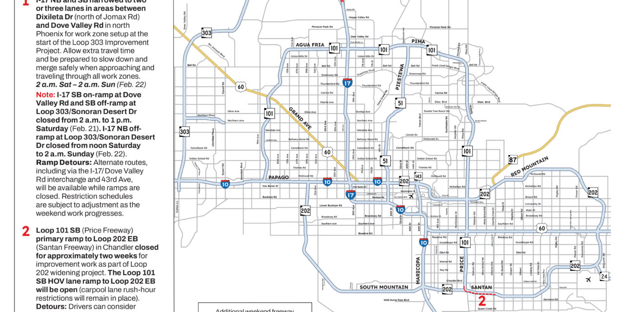 Weekend Freeway Travel Advisory – Feb. 20-23