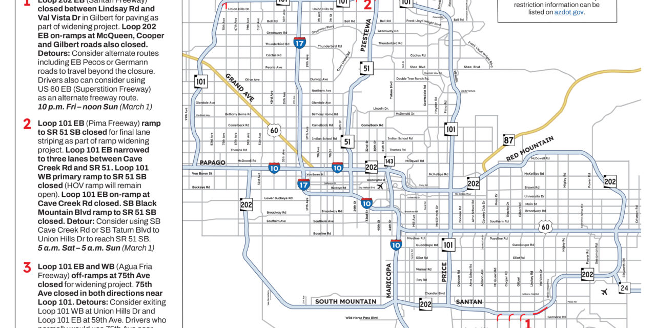 Weekend Freeway Travel Advisory – Feb. 27-March 2