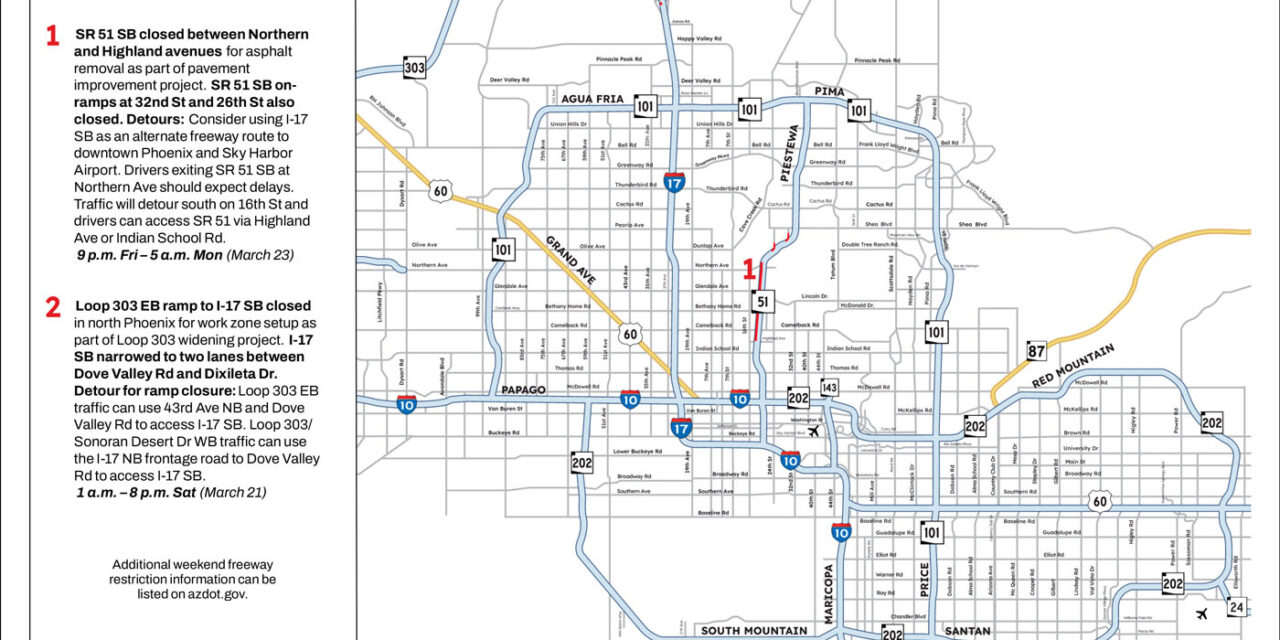 Weekend Freeway Travel Advisory – March 20-23