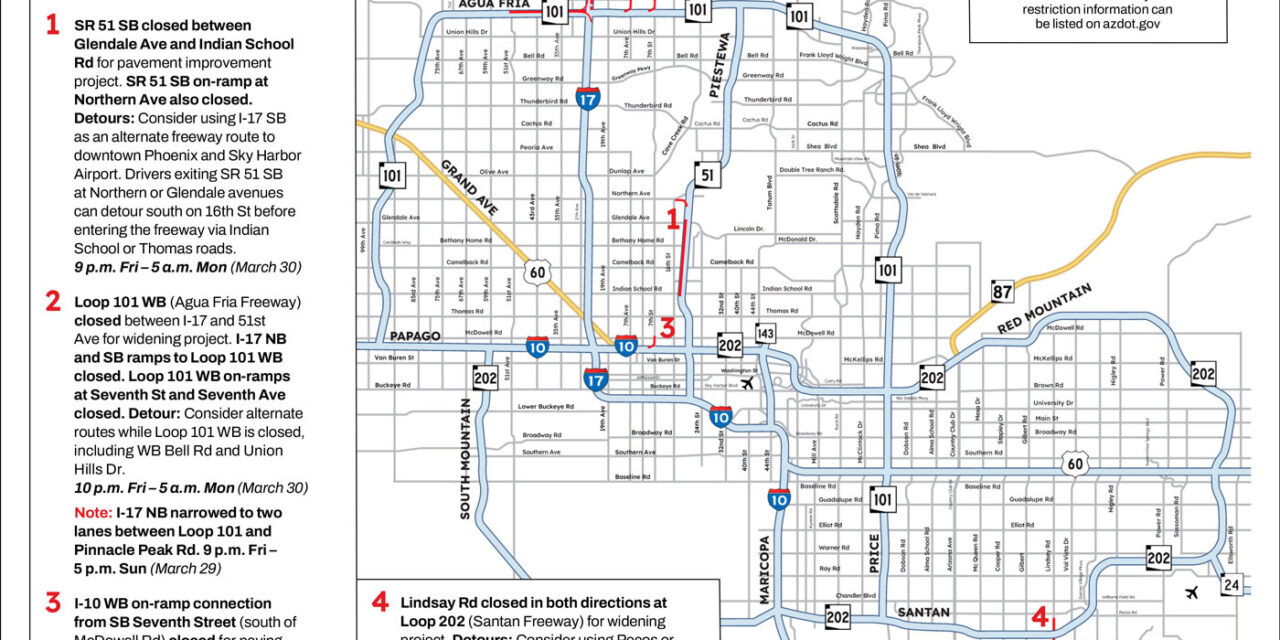 Weekend Freeway Travel Advisory – March 27-30