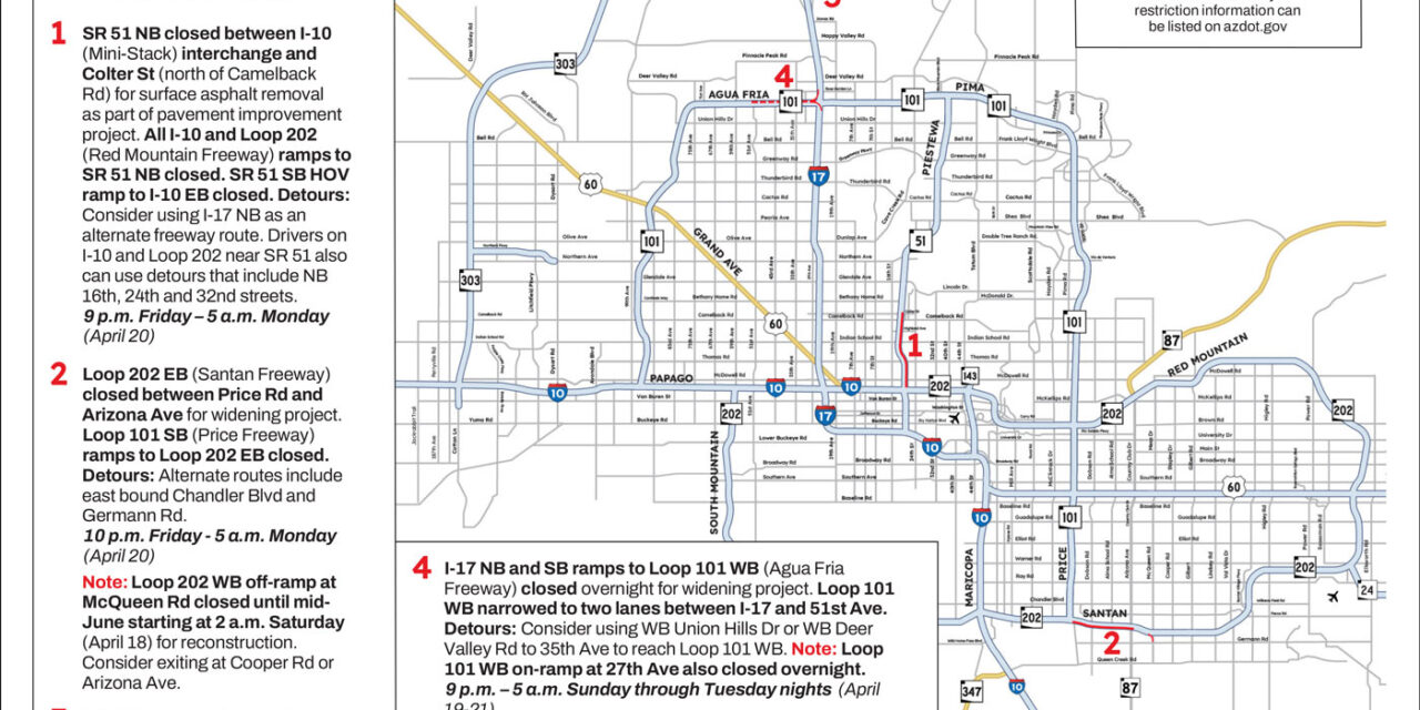 Weekend Freeway Travel Advisory – April 17-20
