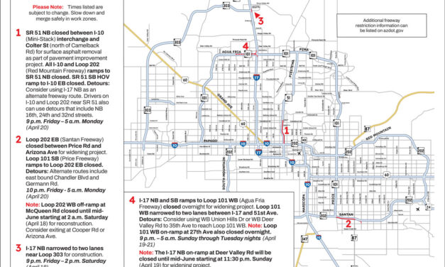 Weekend Freeway Travel Advisory – April 17-20