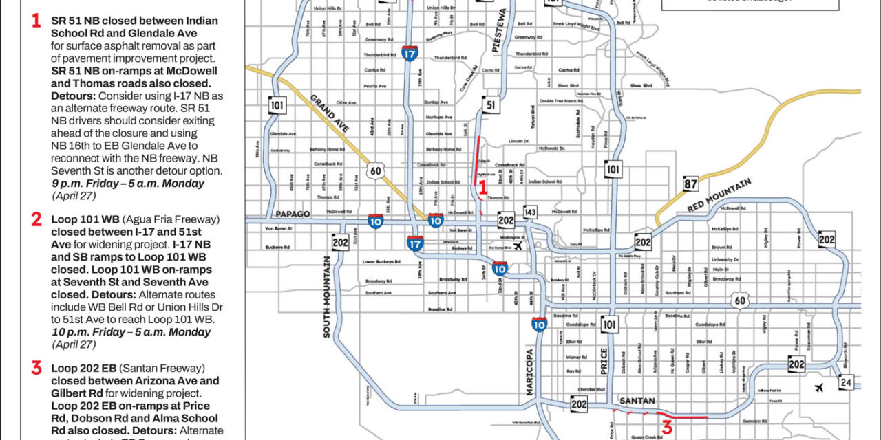 Weekend Freeway Travel Advisory – April 24-27