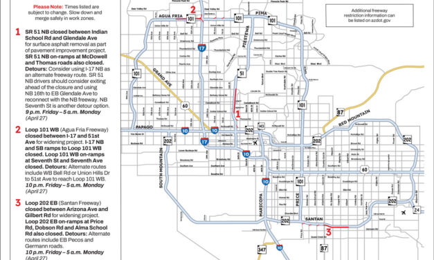 Weekend Freeway Travel Advisory – April 24-27