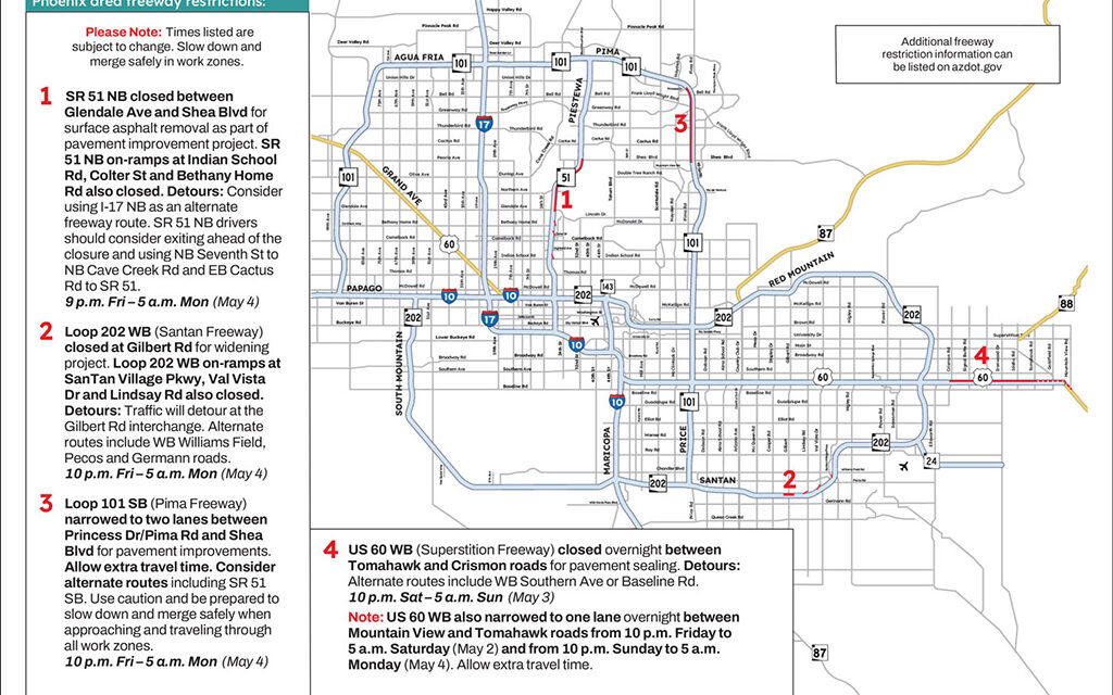 Weekend Freeway Travel Advisory – May 1-4