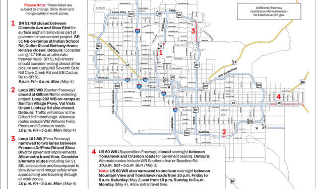 Weekend Freeway Travel Advisory – May 1-4