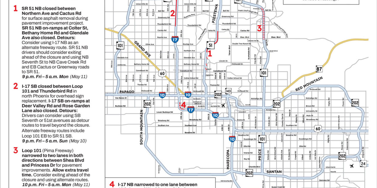 Weekend Freeway Travel Advisory – May 8-11