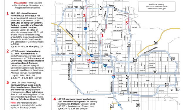 Weekend Freeway Travel Advisory – May 8-11