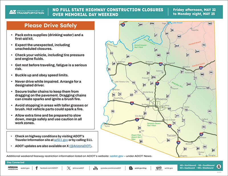 Weekend Freeway Travel Advisory – May 22-25