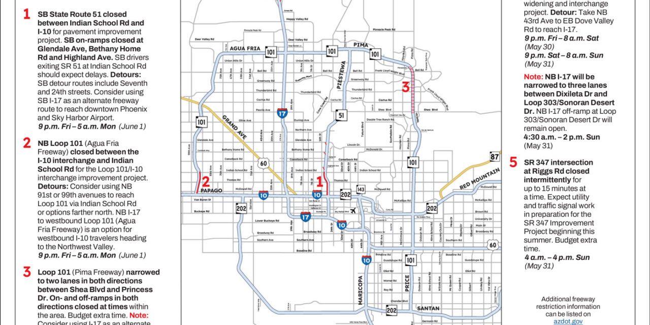 Weekend Freeway Travel Advisory – May 29-June 1