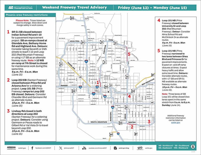 Weekend Freeway Travel Advisory – June 12-15
