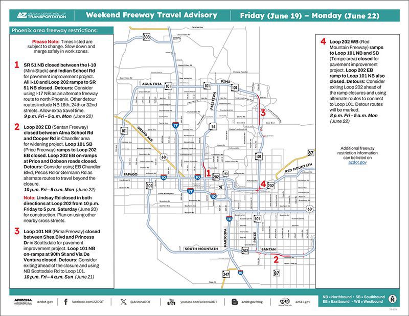 Weekend Freeway Travel Advisory – June 19-22