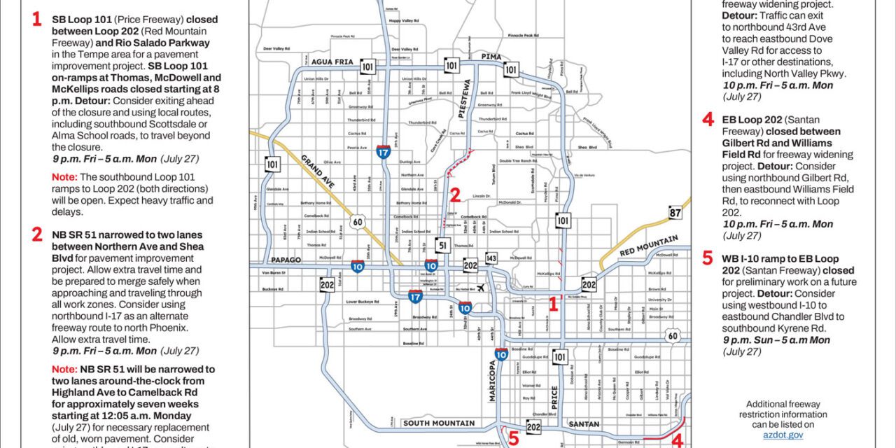 Weekend Freeway Travel Advisory – July 24-27