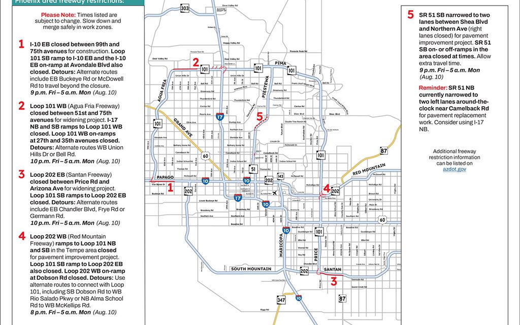 Weekend Freeway Travel Advisory – Aug. 7-10