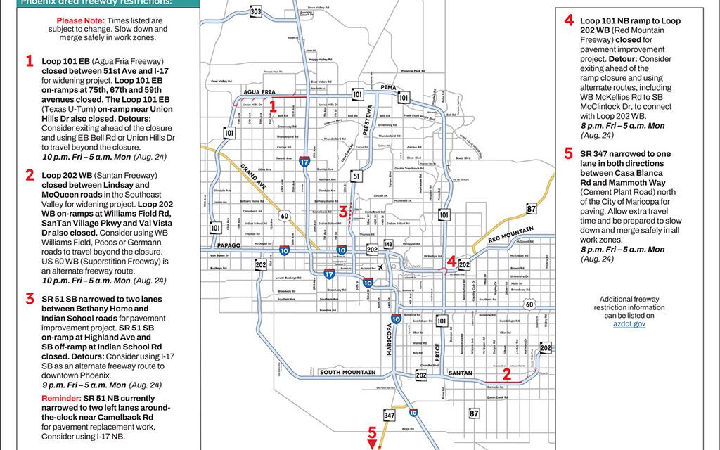 Weekend Freeway Travel Advisory – Aug. 21-24