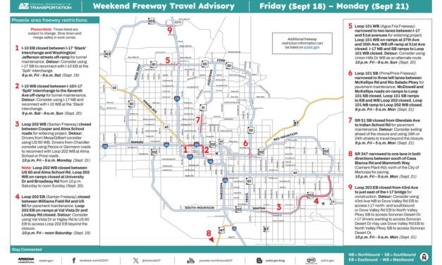 Weekend Freeway Travel Advisory – Sept. 18-21