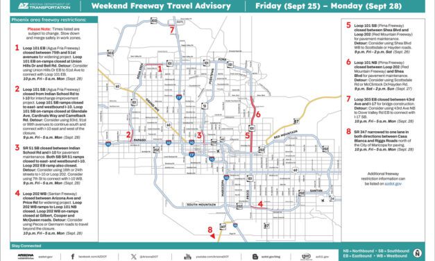 Weekend Freeway Travel Advisory – Sept. 25-28