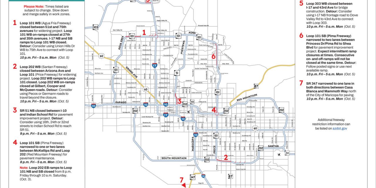 Weekend Freeway Travel Advisory – Oct. 2-5
