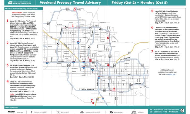 Weekend Freeway Travel Advisory – Oct. 2-5