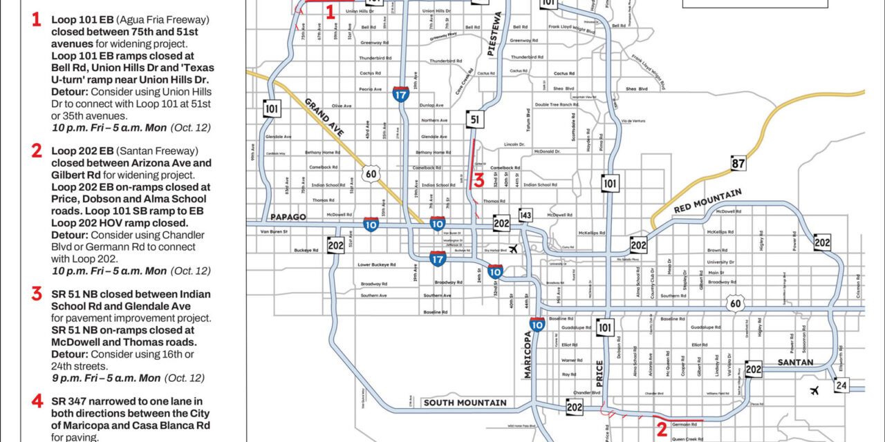 Weekend Freeway Travel Advisory – Oct. 9-12